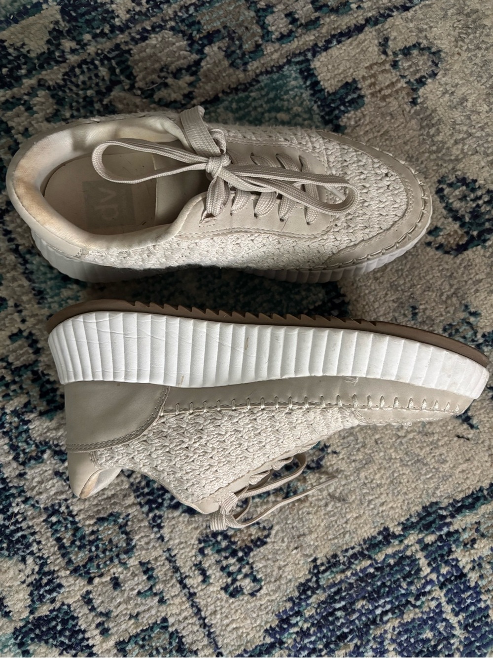 Dolce Vita Woven Lace-Up Platform Sneakers in Cream